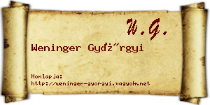 Weninger Györgyi névjegykártya